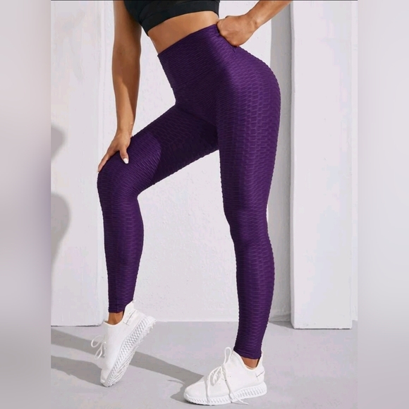 Waist High Waffle Texture Leggings - Picture 1 of 6